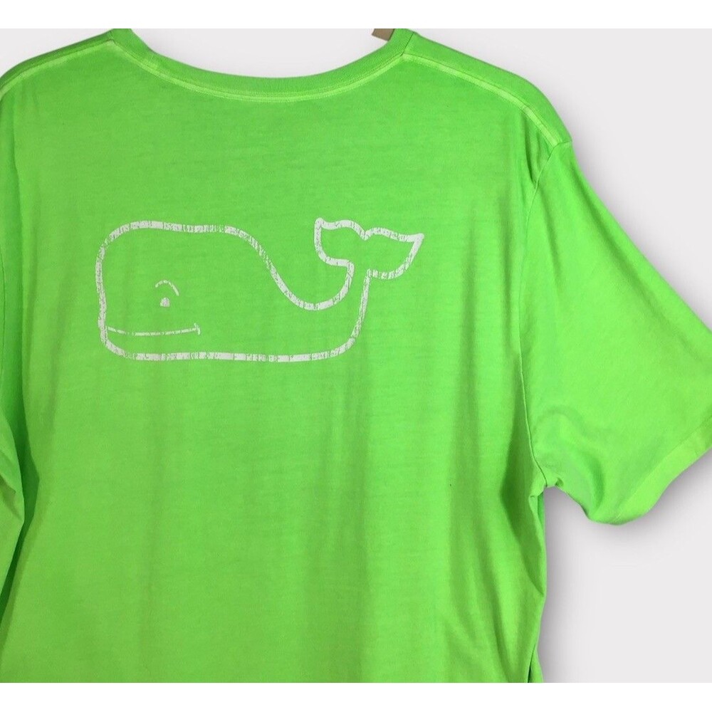 Vineyard Vines Pocket Tee Men's XXL Green Neon Graphic Burgee Whale